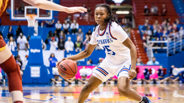 Zakiyah Franklin against Iowa State in Allen Fieldhouse
